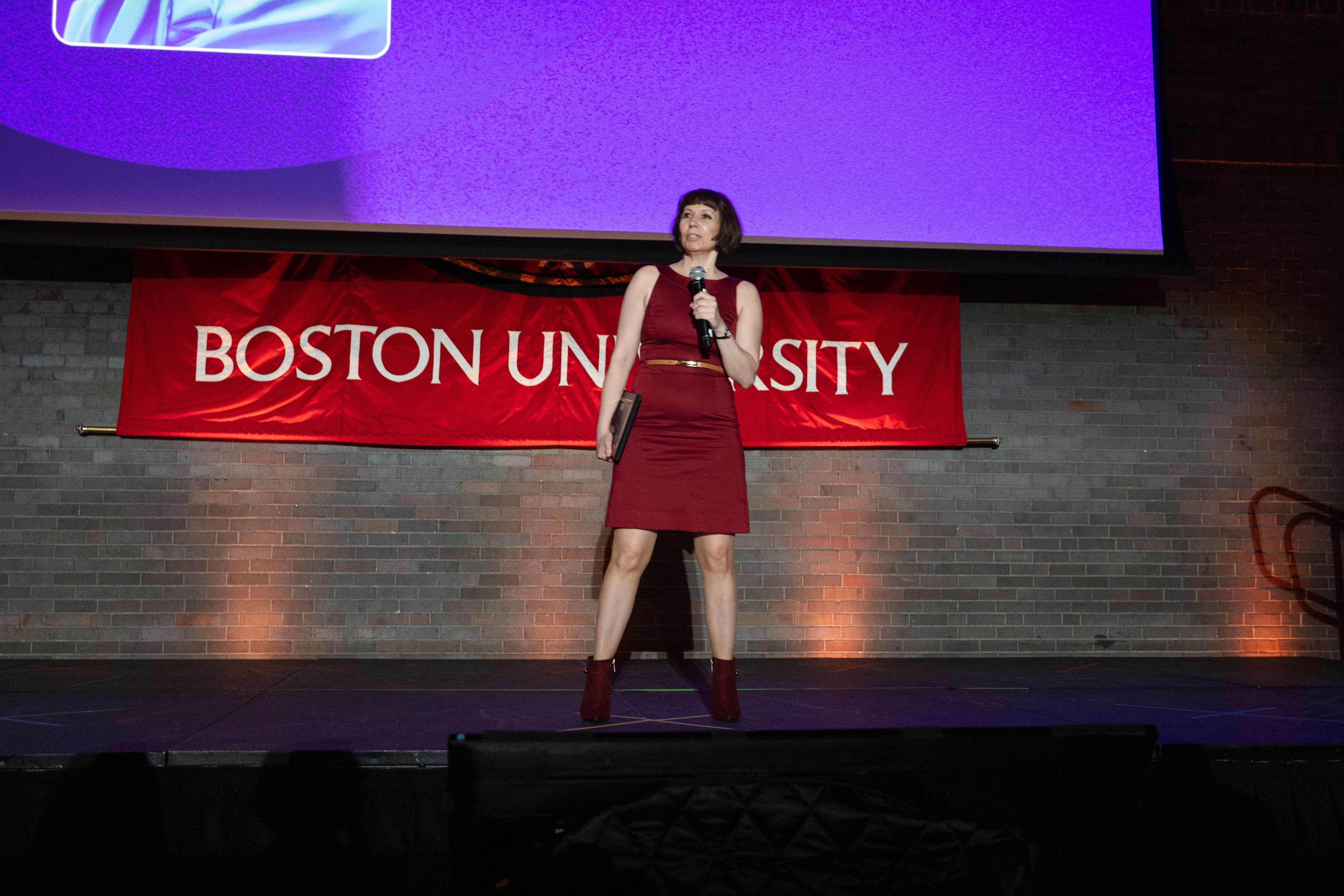 Rhoda Serafim on stage at Boston University Innovators Night